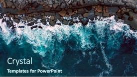  Presentation with ocean waves - Presentation design enhanced with drone-view-over-sea-water background and a ocean colored foreground