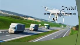  Presentation with camera drone - Colorful slide set enhanced with drone with camera controls highway backdrop and a light blue colored foreground