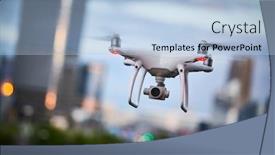  Presentation with camera drone - Slide deck featuring drone-with-digital-camera-flying background and a light blue colored foreground