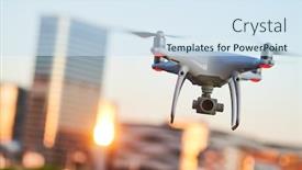  Presentation with camera-drone - PPT theme with drone-with-digital-camera-flying background and a sky blue colored foreground