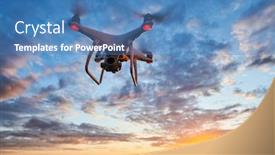  Presentation with camera drone - Audience pleasing presentation theme consisting of drone-with-digital-camera-flying backdrop and a teal colored foreground