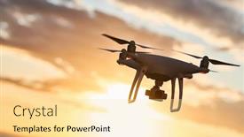  Presentation with camera drone - Presentation theme consisting of drone-with-digital-camera-flying background and a blonde colored foreground