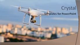  Presentation with camera drone - Cool new PPT theme with drone-with-digital-camera-flying backdrop and a light blue colored foreground