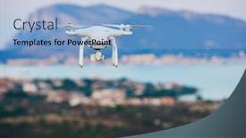  Presentation with camera drone - Audience pleasing theme consisting of drone-with-digital-camera-hover backdrop and a light blue colored foreground