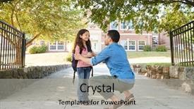  Presentation with drop - Audience pleasing slide set consisting of drop - father dropping off daughter backdrop and a light gray colored foreground