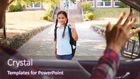  Presentation with school house gate - Presentation with drop - mother in car dropping off background and a tawny brown colored foreground