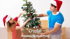  Presentation with new home - Beautiful presentation theme featuring drop box - young family celebrating christmas backdrop and a  colored foreground
