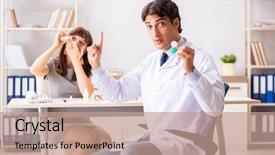  Presentation with ophthalmologist - Presentation theme with drop box - young woman visiting male doctor background and a coral colored foreground