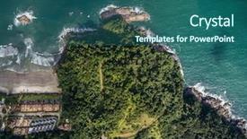  Presentation with beach rocks - Audience pleasing PPT theme consisting of coastal forest - top view of rocks backdrop and a ocean colored foreground