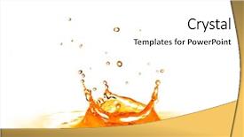  Presentation with gravity rain blue water drop splash - Amazing slide set having drop falling into orange water backdrop and a white colored foreground