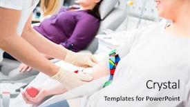  Presentation with blood - Audience pleasing slide deck consisting of drop-in department taking blood backdrop and a white colored foreground