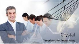  Presentation with smiling kids at summer camp - Presentation theme enhanced with transcribe - businessman smiling at camera background and a light gray colored foreground