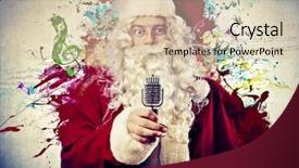  Presentation with microphone - Theme with music red - santa claus holding a microphone background and a lemonade colored foreground