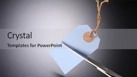  Presentation with price - Slide set with scissors cutting the price tag background and a light gray colored foreground