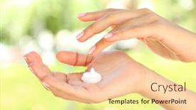  Presentation with drop - Slide deck enhanced with drop of hand cream on female's hand background and a lemonade colored foreground