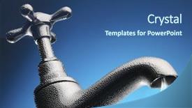  Presentation with water tap - Beautiful presentation theme featuring leaking money - drop of water trickling backdrop and a ocean colored foreground