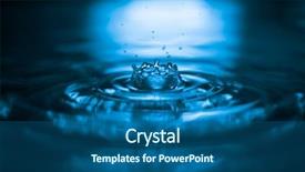  Presentation with water drop - Theme with drop splash in a form of crown on blue water surface background and a ocean colored foreground