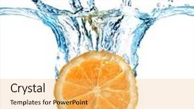  Presentation with leaf water drops fresh - Beautiful presentation featuring dropped into water with splash backdrop and a yellow colored foreground