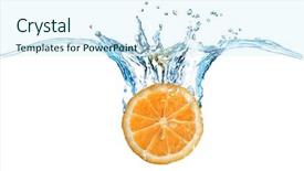  Presentation with fruit splash - Presentation having dropped into water with splash background and a cool aqua colored foreground