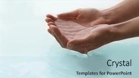  Presentation with water color hands - Theme enhanced with dropped parts - female hands over clear water background and a light blue colored foreground