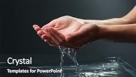  Presentation with splashing - Presentation consisting of dropped parts - female hands with water splashing background and a tawny brown colored foreground