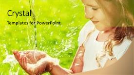  Presentation with clean water - Slides having dropped parts - stream of clean water pouring background and a yellow colored foreground