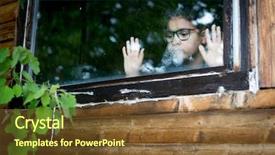  Presentation with person looking out in nature - Slides having dropped parts - teenager boy looking background and a tawny brown colored foreground