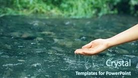  Presentation with pouring water - PPT layouts having dropped parts - woman pouring water in hand background and a ocean colored foreground