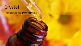  Presentation with pink perfume - Colorful PPT theme enhanced with oil remediation - dropper bottle of perfume backdrop and a gold colored foreground