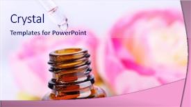  Presentation with flower and perfume - Cool new presentation with oil remediation - dropper bottle of perfume backdrop and a sky blue colored foreground