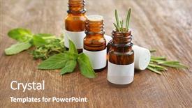  Presentation with bottles - Presentation theme enhanced with dropper bottles and herbs background and a coral colored foreground
