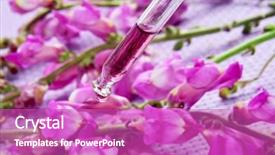  Presentation with essence - Colorful PPT theme enhanced with dropper with flower essence backdrop and a purple colored foreground
