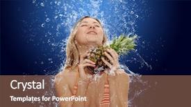  Presentation with blue drops - Audience pleasing slides consisting of drops around girl with pineapple backdrop and a coral colored foreground