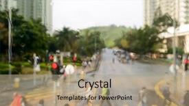  Presentation with kid water glass - Presentation design enhanced with drops in hong kong bus background and a coral colored foreground