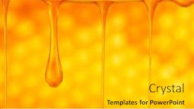  Presentation with honeycomb - Audience pleasing slide deck consisting of drops-of-fresh-honey-flow backdrop and a light gray colored foreground