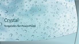  Presentation with blue drops - Presentation theme with drops of water on glass window over blue sky background and a light blue colored foreground