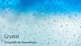  Presentation with blue drops - Audience pleasing presentation theme consisting of drops of water on glass window over blue sky backdrop and a sky blue colored foreground