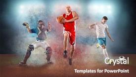  Presentation with basketball collage - Audience pleasing theme consisting of jump - collage of team sport players backdrop and a tawny brown colored foreground