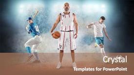  Presentation with basketball collage - Beautiful PPT theme featuring drops undrer stadium lights baseball backdrop and a coral colored foreground