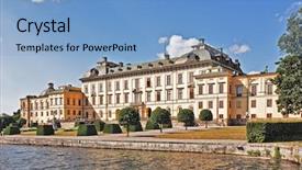  Presentation with royal - Amazing PPT theme having drottningholm royal palace in stockholm backdrop and a light blue colored foreground