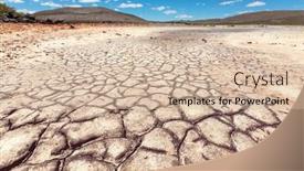  Presentation with drought - Audience pleasing presentation design consisting of drought-land-in-deserted-mountains backdrop and a soft green colored foreground