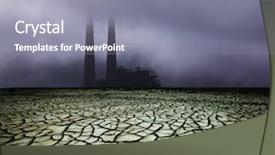  Presentation with land pollution - PPT theme consisting of drought land background and a gray colored foreground