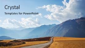  Presentation with main air routes in south america - PPT theme enhanced with drought plant - pampas landscapes in cordillera de background and a light blue colored foreground