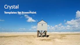  Presentation with drowning - Colorful presentation enhanced with drowning house at the beach backdrop and a  colored foreground