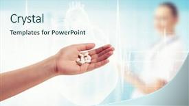  Presentation with drug abuse - Slide deck having drug abuse - close-up image of human palm background and a sky blue colored foreground