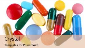  Presentation with pills - Presentation theme consisting of drug abuse - different colorful pills isolated background and a coral colored foreground