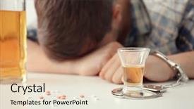  Presentation with alcohol abuse - PPT layouts with drug abuse - drunk man in handcuffs sitting background and a lemonade colored foreground