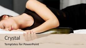  Presentation with drug abuse - Colorful presentation theme enhanced with drug abuse - drunk woman sleeping on bed backdrop and a lemonade colored foreground