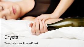  Presentation with drug abuse - Audience pleasing PPT theme consisting of drug abuse - drunk woman sleeping on bed backdrop and a white colored foreground