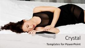  Presentation with being a single woman - Audience pleasing slide set consisting of drug abuse - drunk woman sleeping on bed backdrop and a light gray colored foreground